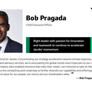 Bob Pragada Assumes Role as Jacob’s Chief Executive Officer