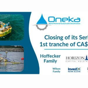 Wave-Powered Desalination Innovator Oneka Technologies Secures a first tranche of CA$12.5M for its Series A Funding Led by Hoffecker and Prominent Impact Investors